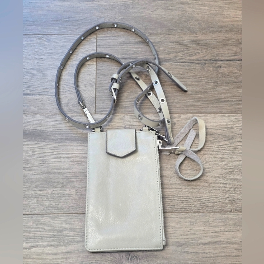Aimee Kestenberg Leather Out Of Office Crossbody Grey Silver Travel Vacation